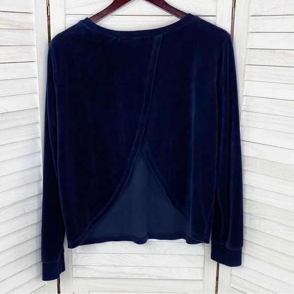 Victoria’s Secret Velour Crossover Split Back Pullover Sweatshirt Blue Medium - Picture 8 of 13